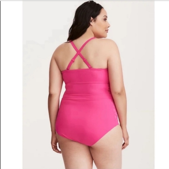 Torrid size 0 lattice one piece swimsuit coral pink - Picture 4 of 9